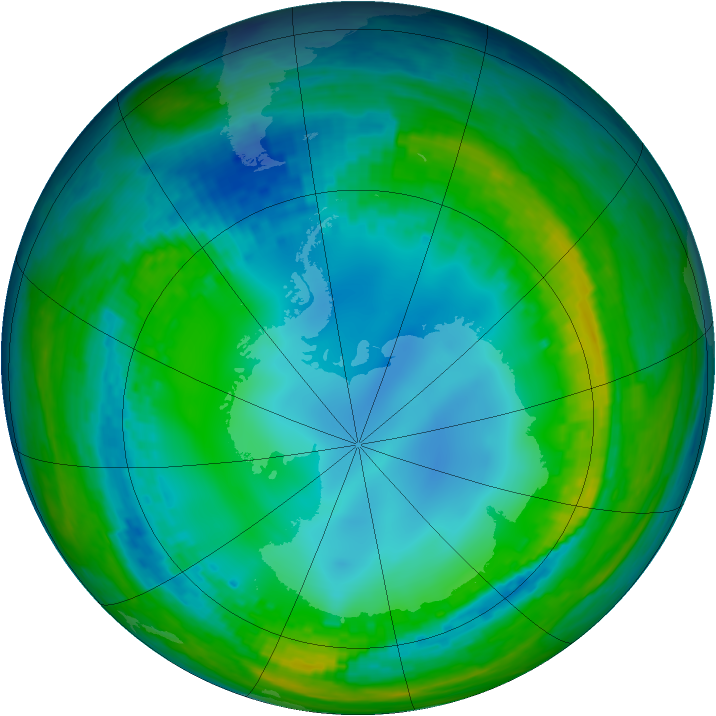 Antarctic ozone map for 26 July 2004